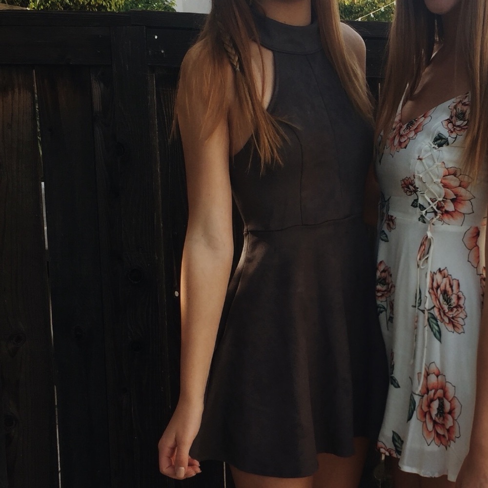 Grey High Neck Dress